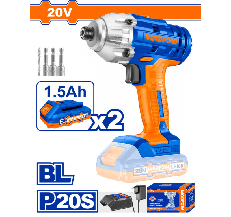 Παλμικό Κατσαβίδι Μπαταρίας Wadfow WCD2512 20V 170Nm Με 2 Μπαταρίες 1.5Ah & Αξεσουάρ