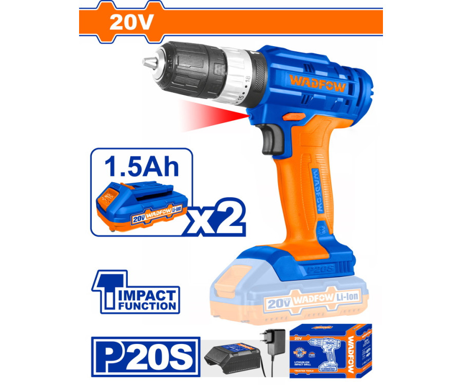 Δραπανοκατσάβιδο Κρουστικό Μπαταρίας 20V 35Nm με 2 Μπαταρίες Wadfow WCDP522