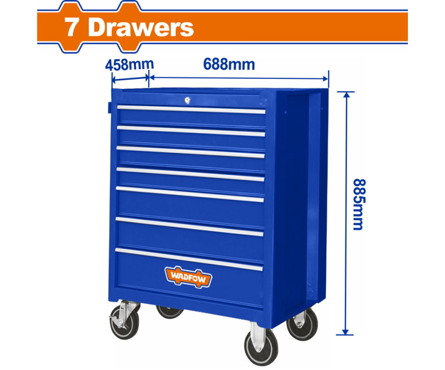 Εργαλειοφόρος Με 7 Συρτάρια Wadfow WCS2A07 Με Τροχίσκους & Αντικραδασμική Προστασία