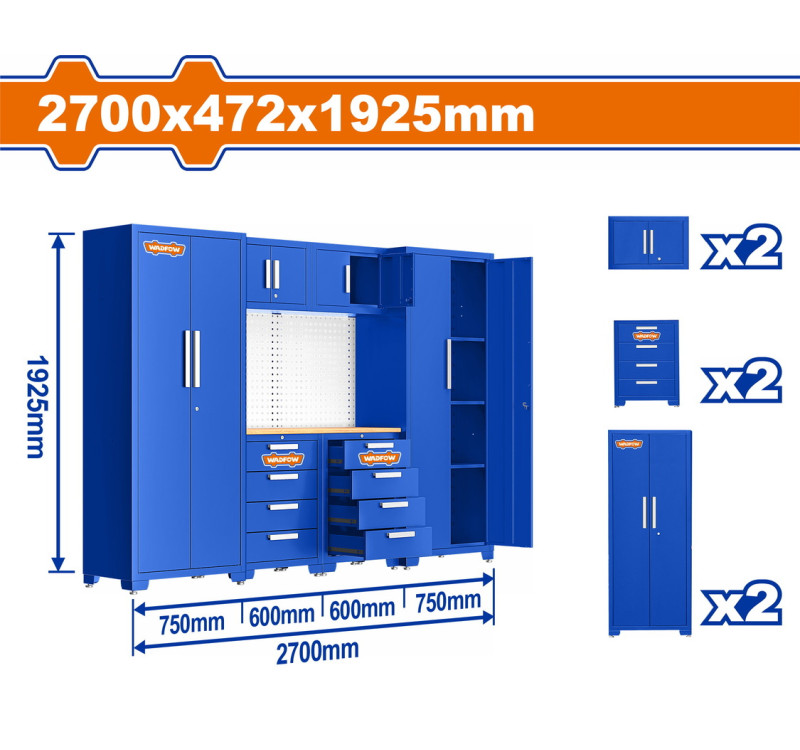 Σετ Αρθρωτές Ντουλάπες Συνεργείου 6 Τεμαχίων Wadfow WCS3A06