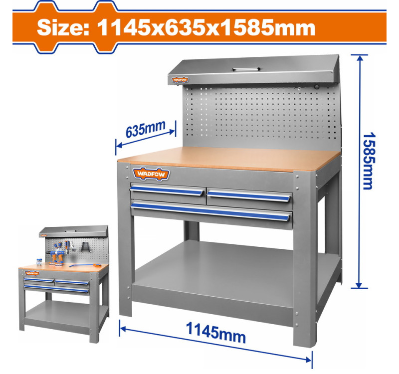 Πάγκος Εργασίας Με Συρτάρια Wadfow WCS5A05 1145x635x1585mm Ατσάλινος Με MDF