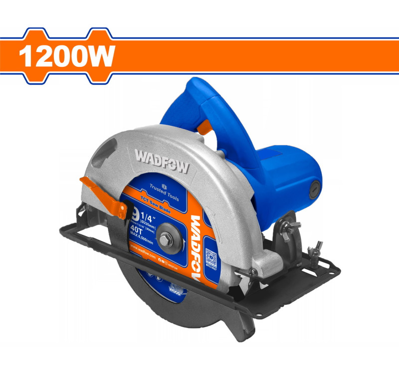 Δισκοπρίονο Χειρός Ξύλου 1200W Ρεύματος 185mm Wadfow WCW1512001