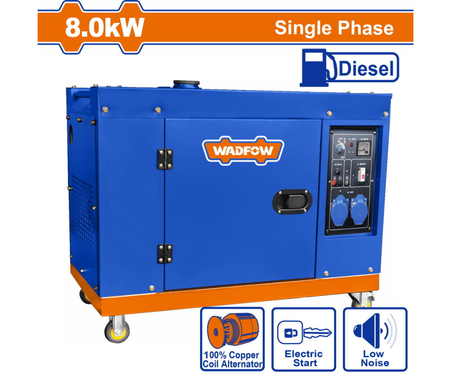Γεννήτρια Πετρελαίου Μονοφασική Κλειστού Τύπου 8.000W Wadfow WDG2A100