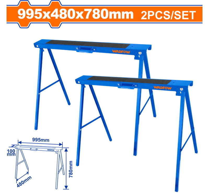 Σετ Αναδιπλούμενα Μεταλλικά Καβαλέτα 2 Τεμαχίων 100Kg Wadfow Wdz1510