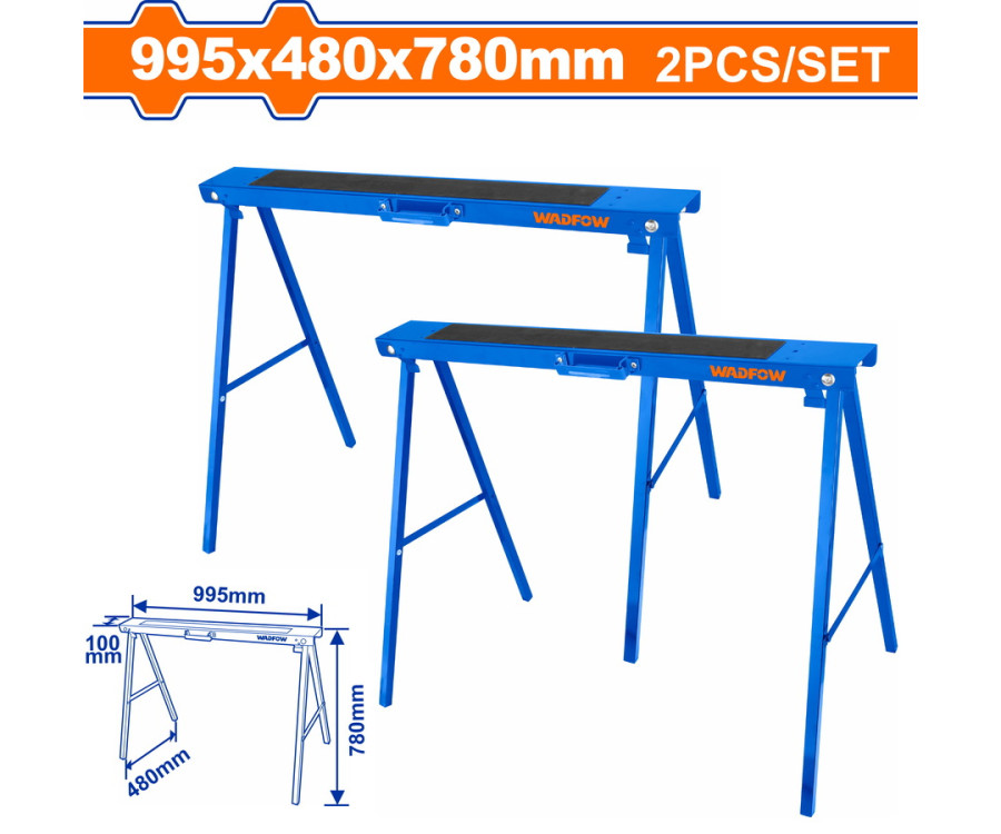 Σετ Αναδιπλούμενα Μεταλλικά Καβαλέτα 2 Τεμαχίων 100Kg Wadfow Wdz1510