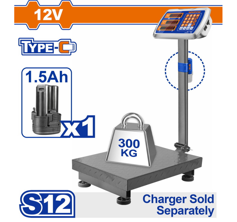 Ηλεκτρονική Ζυγαριά Ρεύματος και Μπαταρίας 12V / 300Kg Wadfow WEC1303