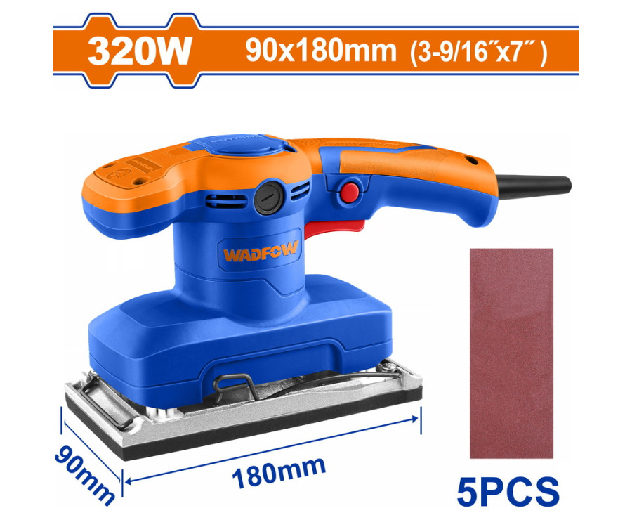 Παλμικό Τριβείο Ρεύματος Wadfow WFA2503 320W Με 5 Γυαλόχαρτα & Βάση 180x90mm