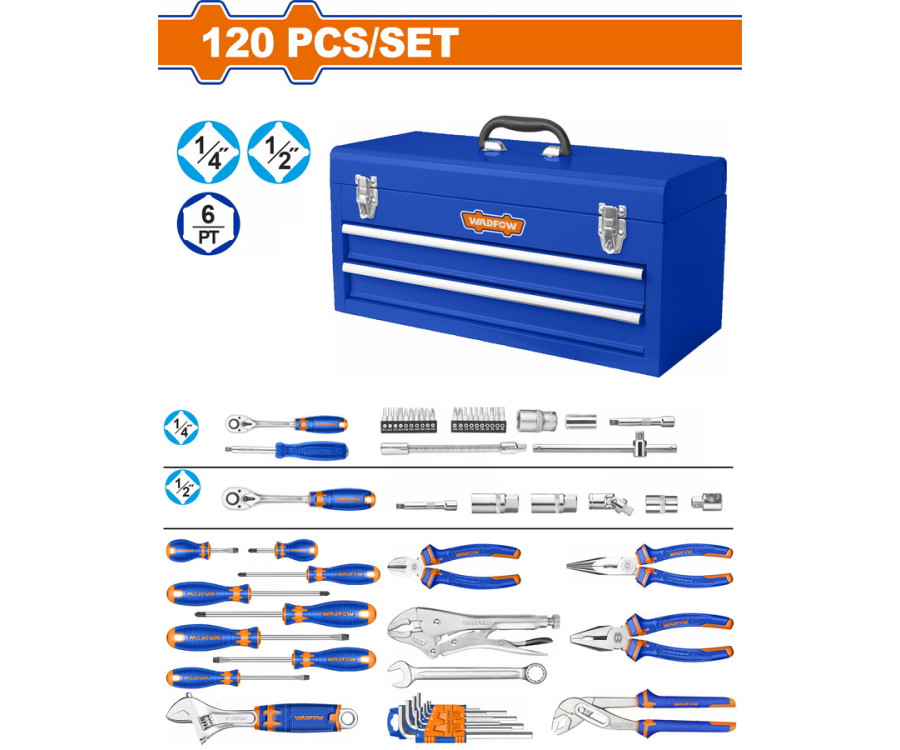 Εργαλειοθήκη Μεταλλική με 120 Τεμάχια Εργαλεία Wadfow WHS3120
