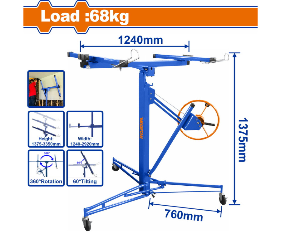 Ανυψωτικό Γυψοσανίδας 3.350mm 68Kg Wadfow Wjsq1168