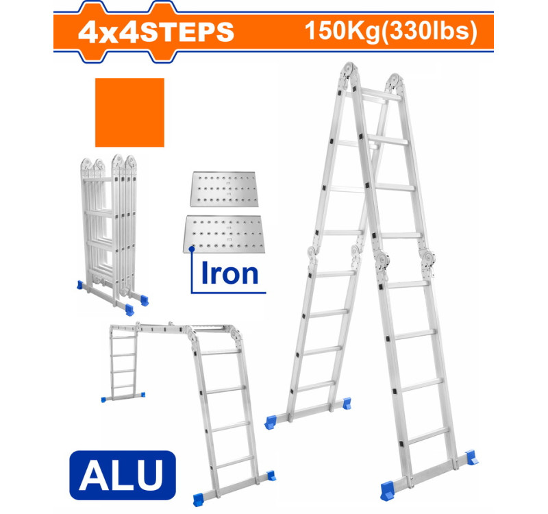 Πολυμορφική Σκάλα Αλουμινίου Wadfow WLD7H44 4x4 Σκαλοπάτια 150Kg
