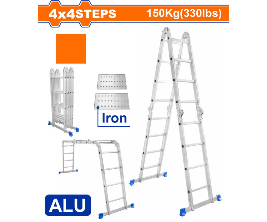 Πολυμορφική Σκάλα Αλουμινίου Wadfow WLD7H44 4x4 Σκαλοπάτια 150Kg