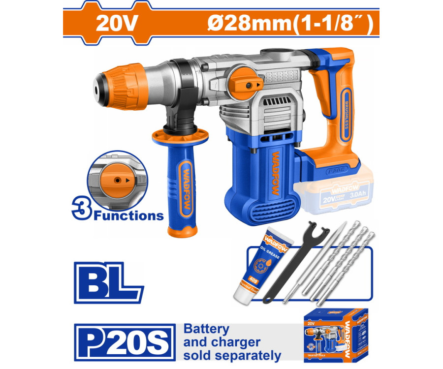 Πνευματικό Πιστολέτο Μπαταρίας Wadfow WLM1528 20V / 28mm Χωρίς Μπαταρία & Φορτιστή