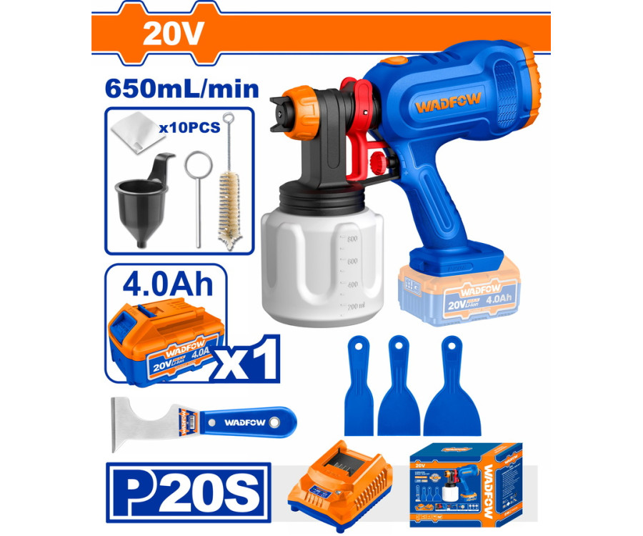 Πιστόλι Βαφής Μπαταρίας 20V Wadfow Wsu30668E Με 1 Μπαταρία 4Ah