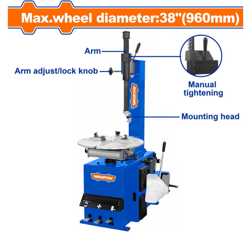 Ημιαυτόματος Ξεμονταριστής Ελαστικών 0.75Kw / 38" Wadfow WTK1A38