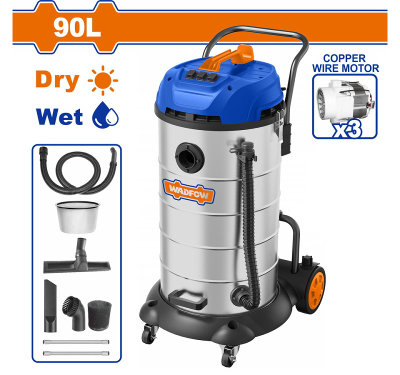 Σκούπα Ξηράς & Υγρής Αναρρόφησης 3X1200W 90Lt Wadfow Wvr5A90