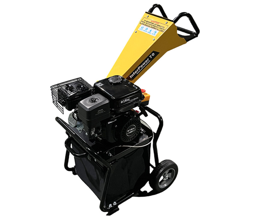 Θρυμματιστής Κλαδιών Βενζίνης 7HP, Interpower 70, με Κάδο Συλλογής 40 Λίτρων