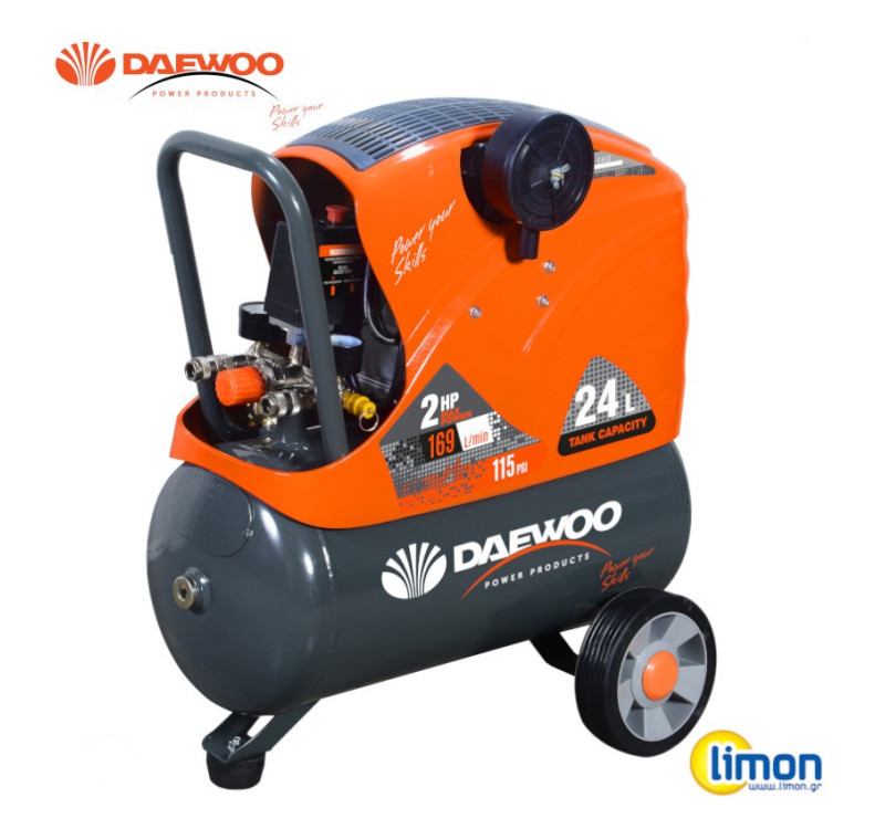 Αεροσυμπιεστής Daewoo DAAC24DN, 24lt, 2.0HP, 8bar – Κωδ. 24152